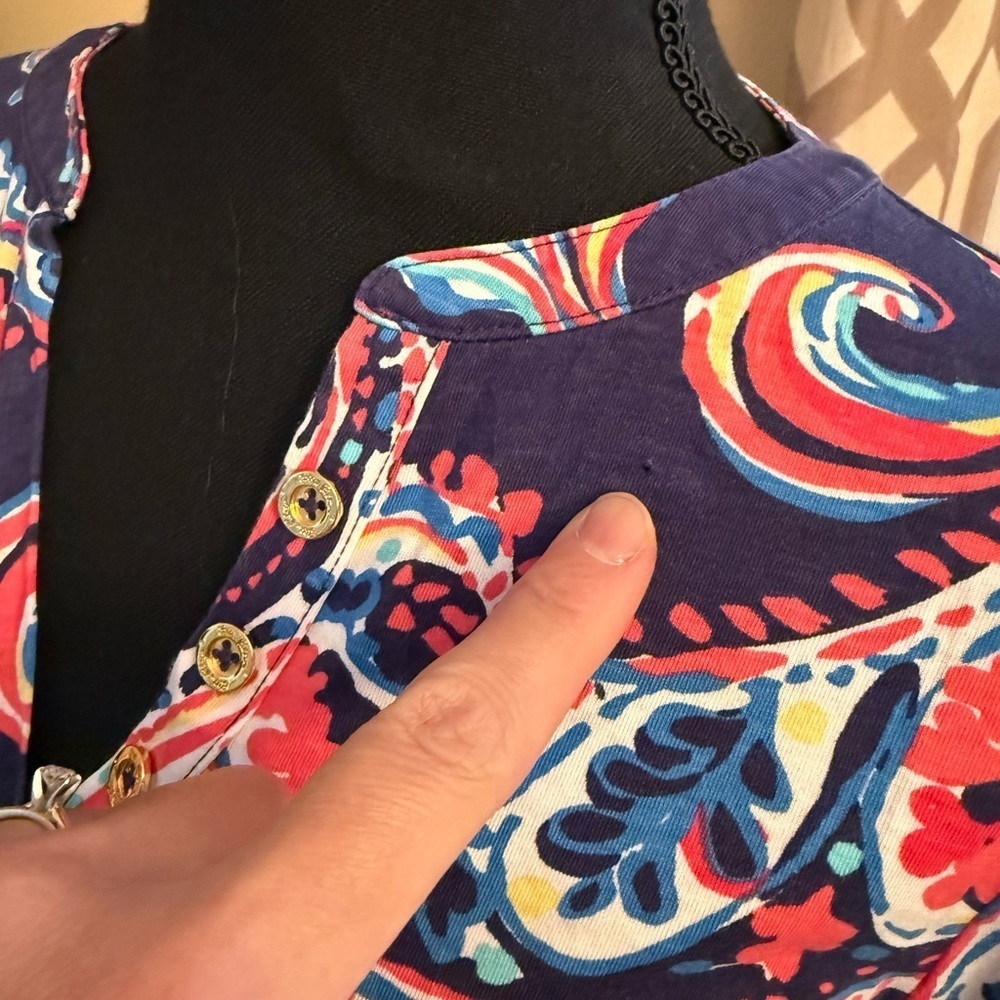 Lilly Pulitzer Pink/Blue Coral Pima Cotton Long Sleeve Knee Length Dress Size XS - Picture 11 of 11